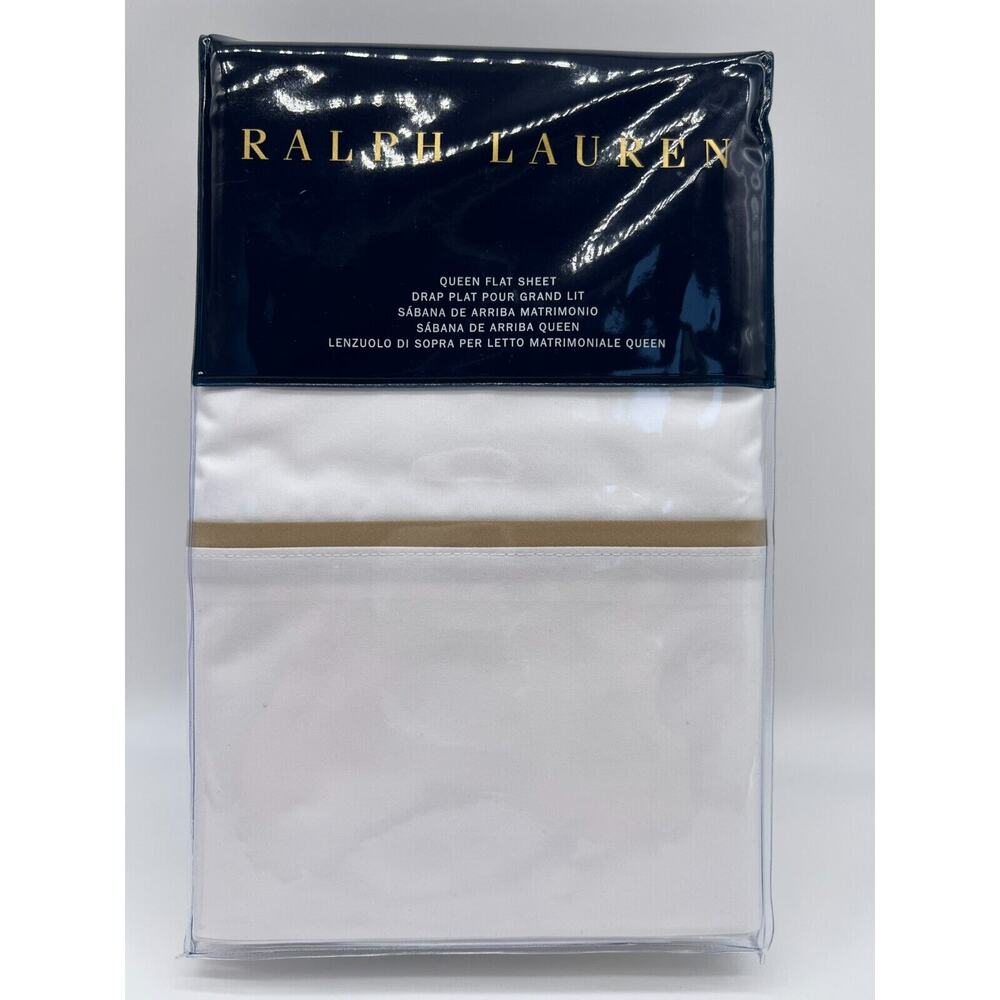Ralph Lauren Palmer Percale Queen Flat Sheet Burnished Chamois $145.00 NEW - Picture 6 of 12